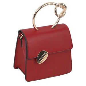 Red Fashion Knotted Metal Handle Satchel